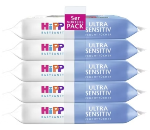 HIPP chusteczki nawiżane dla dzieci ultra sensitive 99% wody  5x48szt.png