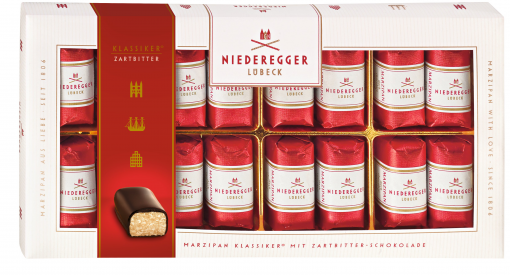 NIEDEREGGER bombonierka praliny marcepanowe  w gorzkiej czekoladzie 200g 16szt.jpg