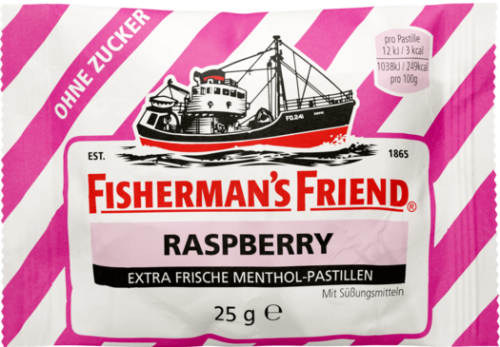 FISHERMAN'S FRIEND pastylki pudrowe Raspberry  bez cukru 25g malinowe.jpg